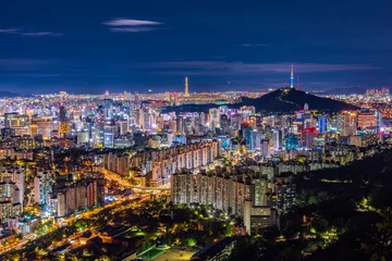 Foto op Canvas seoul city night scape zuid-korea.seoul city night scape zuid-korea.seoul city night scape zuid-korea. © wutthinan