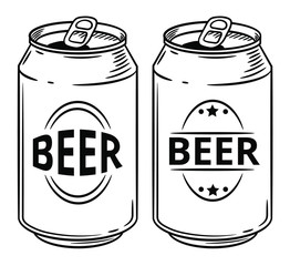 Vector illustration soda can isolated on white background. Hand drawn style sketch. For restaurant or cafe drink menu