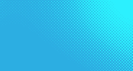 Blue halftone pop art background abstract vector comics style blank layout template with clouds beams and isolated dots pattern. For sale banner for your designe 1960s. with copy space eps10