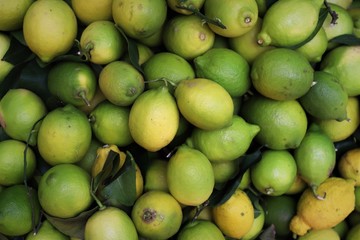 closeup of lemons exposed to the market