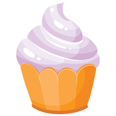 sweet muffin with cream, isolated object on a white background,