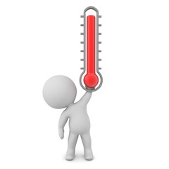 3D Character holding up a thermometer