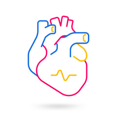 Minimal heart and pulse vector icon
