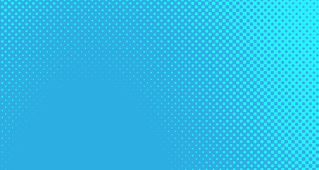 Blue halftone pop art background abstract vector comics style blank layout template with clouds beams and isolated dots pattern. For sale banner for your designe 1960s. with copy space eps10