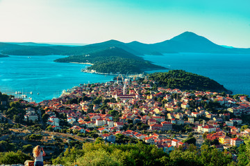 woman taking photo of the scenic view of the croatian losinj islands in the kvarner gulf daytime