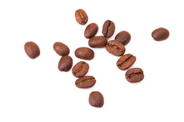 Coffee beans isolated on a white background area for copy space.