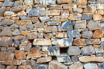 very old stone wall of stones, background