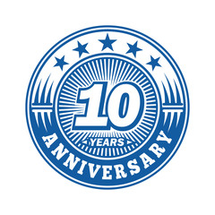 10 years logo. Ten years anniversary celebration logo design. Vector and illustration.