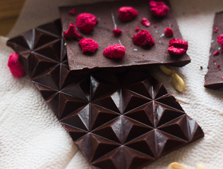 Tasty chocolate with berries and nuts