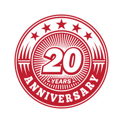 20 years logo. Twenty years anniversary celebration logo design. Vector and illustration.