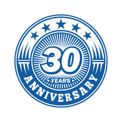 30 years logo. Thirty years anniversary celebration logo design. Vector and illustration.