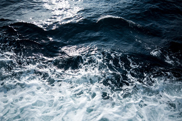 Fototapeta na wymiar waves from boat view sunny day