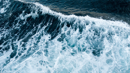 Fototapeta na wymiar waves on sea from boat