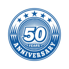 50 years logo. Fifty years anniversary celebration logo design. Vector and illustration.