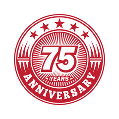 75 years logo. Seventy-five years anniversary celebration logo design. Vector and illustration.