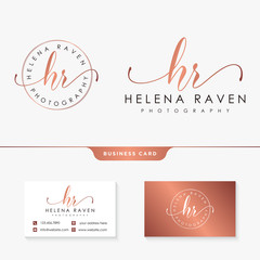 initial hr feminine logo collections template vector