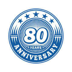 80 years logo. Eighty years anniversary celebration logo design. Vector and illustration.