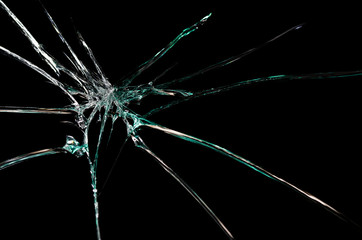 abstraction crack on broken glass and mirror on an isolated background