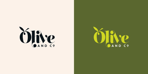 olive and co typography logo design template vector