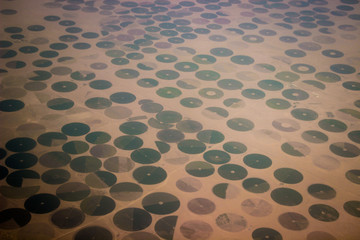 Circular fields are a popular form of irrigation and land use in deserts. Ecological disaster.