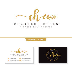 initial ch feminine logo collections template vector
