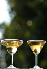 two glasses of  cocktail on a background