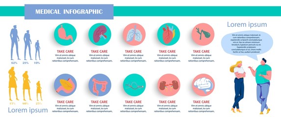 Medical Infographic Depicting Human Organs Banner.