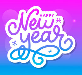 Happy New 2020 Year. Holiday Vector Illustration With Lettering Composition with burst Christmas