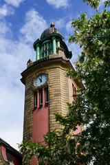 Hauptbahnhof Hagen Westfalen Deutschland Uhr Uhrenturm Eisenbahn Verkehr Knotenpunkt  Jugendstil...
