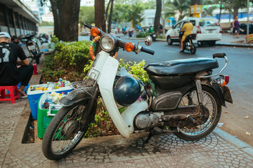 Motorbike, scooter, traditional two wheels transport in Asia