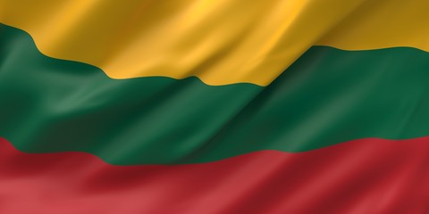 National Fabric Wave Closeup Flag of Lithuania