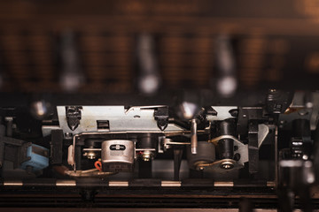 macro photography of the inside of a tape recorder