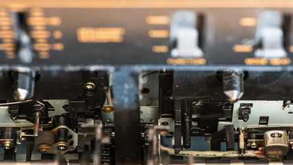 Fototapeta na wymiar macro photography of the inside of a tape recorder