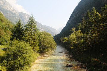 Fototapeta na wymiar Soca river valley, Trenta, Slovenia 