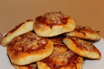 homemade pizza on orange background