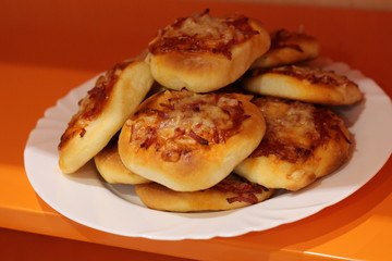 homemade pizza on orange background