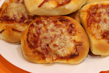 homemade pizza on orange background