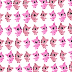 Fototapeta premium The Amazing of Cute Pig Greeting Illustration, Cartoon Funny Character in the Colorful Background, Pattern Wallpaper
