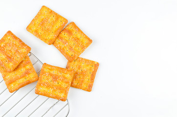 Sugar crackers on white background.