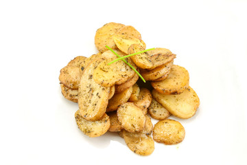 bunch of potatoes "salardaise" on a white background