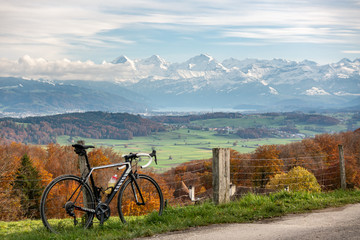 Bicycle in front the Swiss Alps