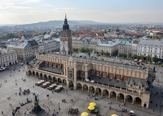 Main Square, Krakow, as seen from the tower of the St. Mary's Basilica