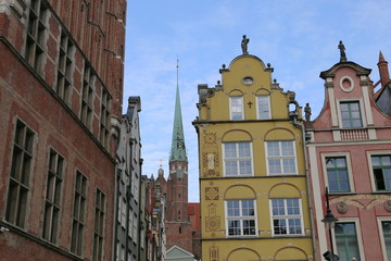 multi-colored houses of the streets of Gdansk, Poland