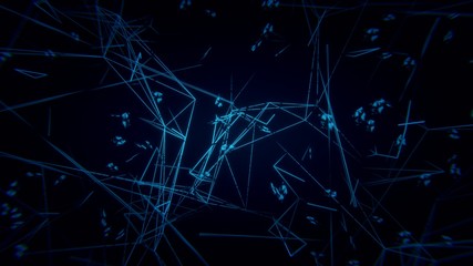 Dark blue and glow particle abstract background.