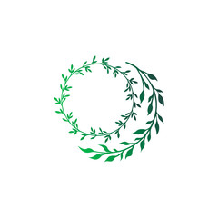 Vector illustration of a stylish wreath of branches. Branch silhouette gradient print design. Stylish template for social media.