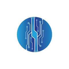 circuit in the circle icon.technology logo design template symbol icon vector-vector