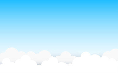 White clouds on top with blue sky holiday summer vector background