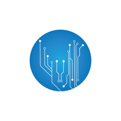 circuit in the circle icon.technology logo design template symbol icon vector-vector