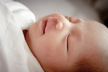 Portrait of cute Asian baby, concept create newborn, selective focus at the eyes.