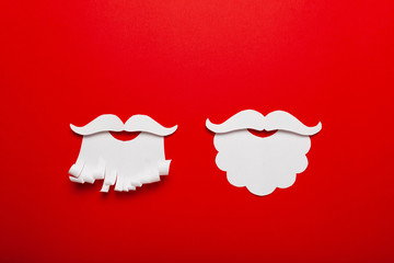 Christmas Santa Claus paper craft. Holiday celebration, Merry Xmas! December banner, design in cartoon style.